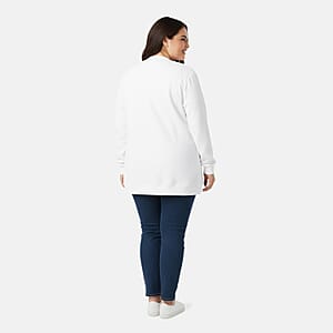 CATALOGUE CLASSIC White Snap Front Fleece Cardigan with Pockets - 3X