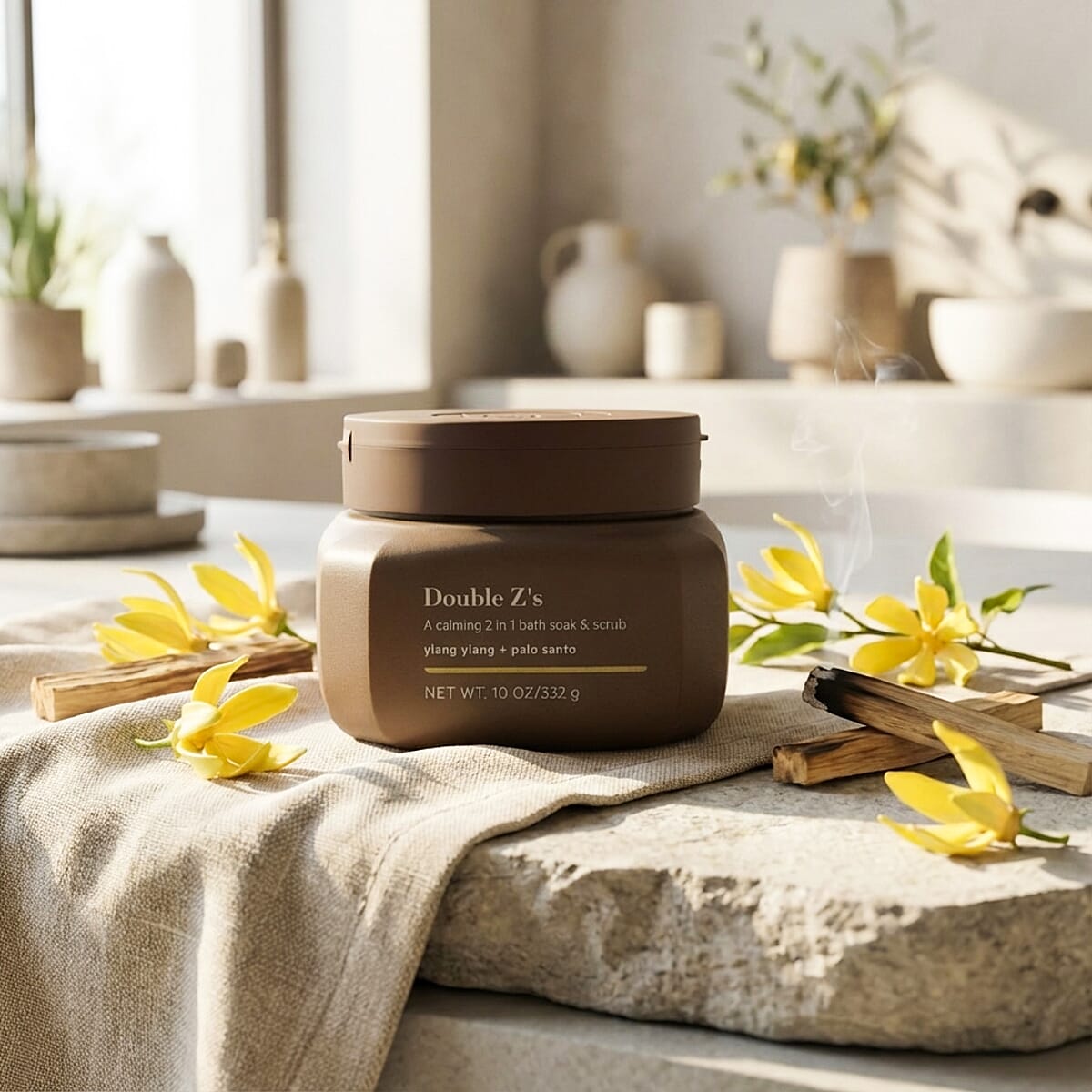 BODY BY TPH Double Z's 2 in 1 Bath Soak & Sugar Scrub for Dry Skin, Ylang Ylang Notes, 10 oz. image number 1