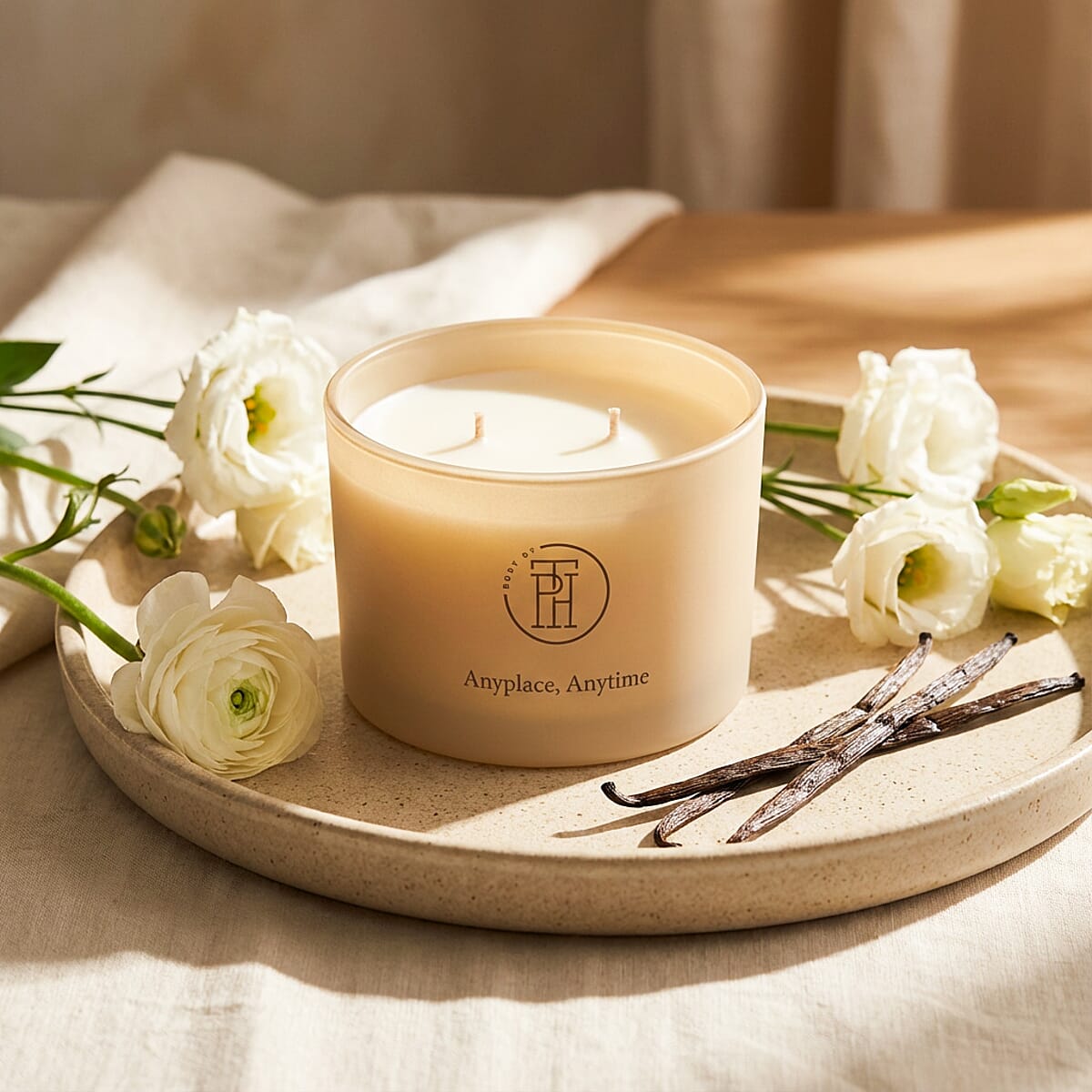 BODY BY TPH It's Lit Anyplace, Anytime Aromatherapy Scented Candle with Vanilla, Tuberose & Jasmine | Zen Relaxation Candle for Women & Men, 8 oz. image number 1