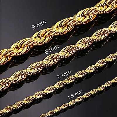  1mm Laser Rope Chain Necklace in 14K Yellow Gold 1.4 Grams 20 Inches