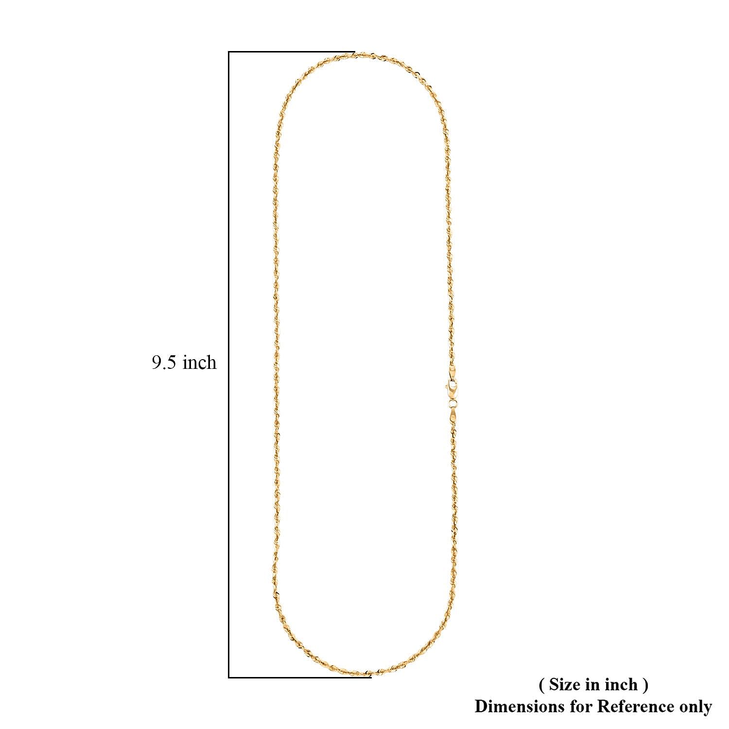 2.52mm Laser Rope Chain Necklace in 10K Yellow Gold 3.39 Grams 20 Inches