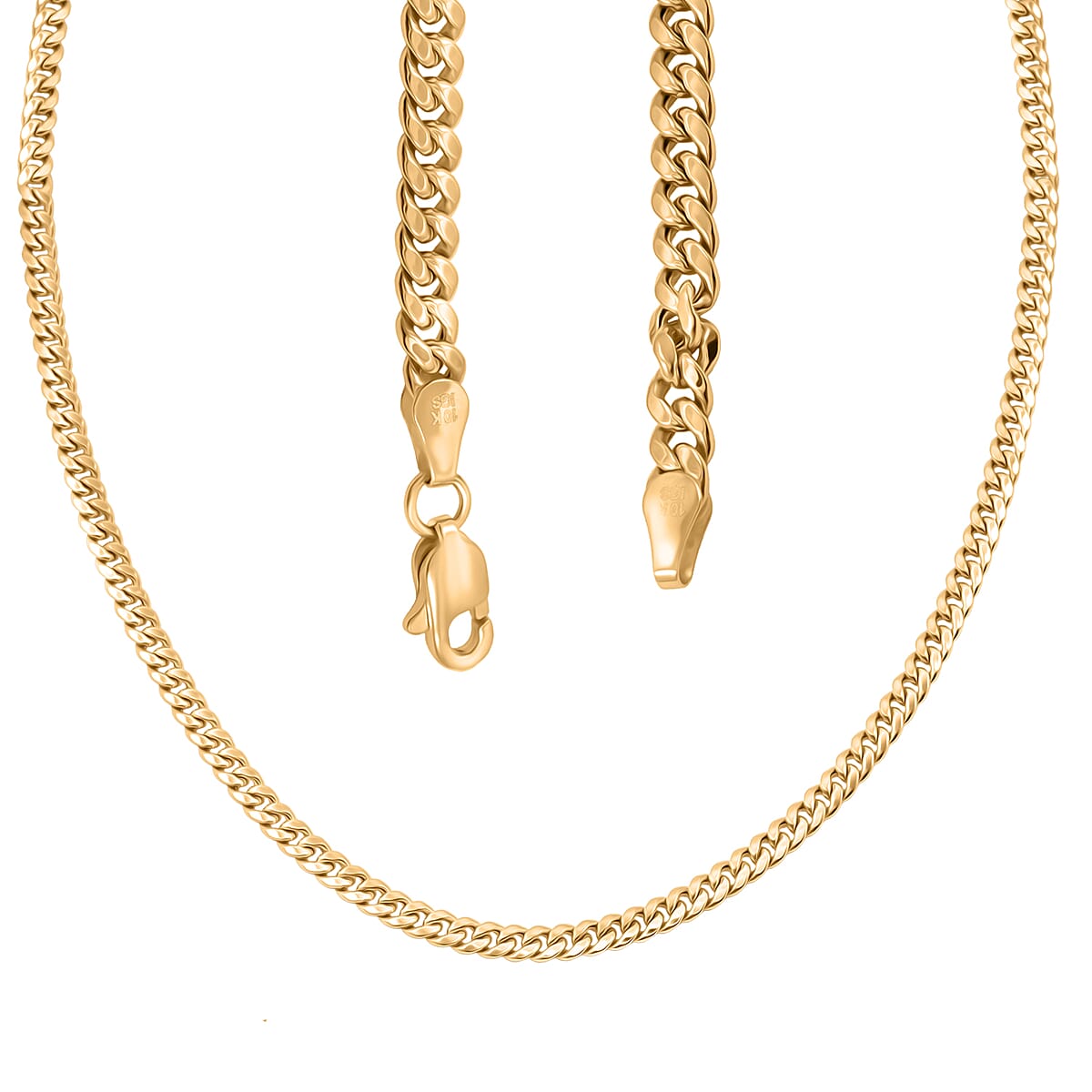 3.6mm Cuban Chain Necklace in 10K Yellow Gold 7.85 Grams 22 Inches image number 4
