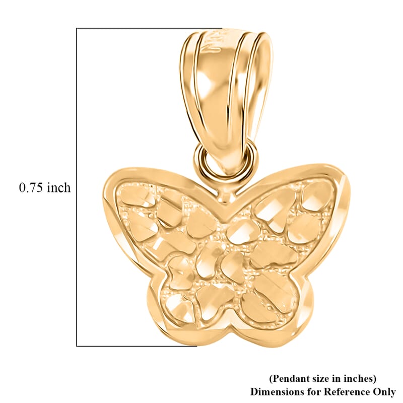 Made in America Butterfly Pendant without Chain in 10K Yellow Gold 1.60 Grams