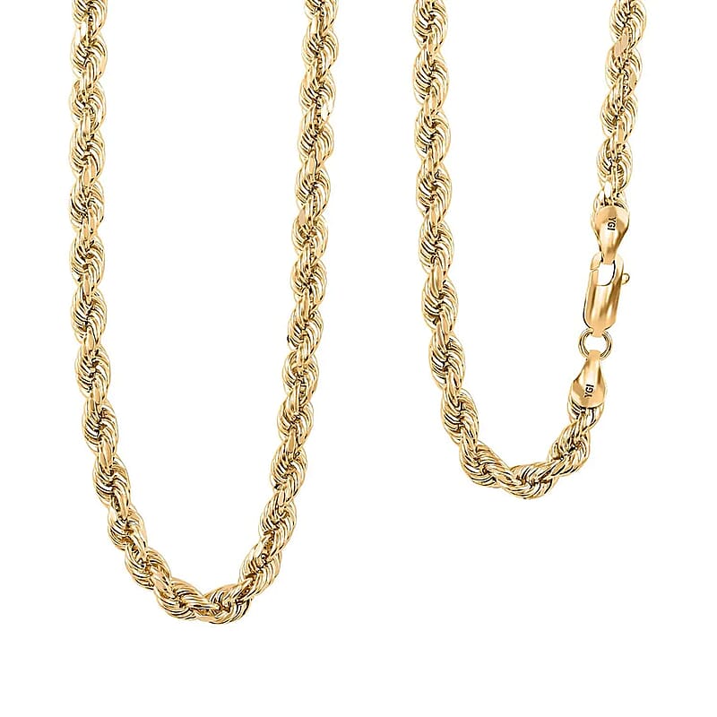 3.9mm Rope Chain Necklace in 14K Yellow Gold 6.70 Grams 22 Inches
