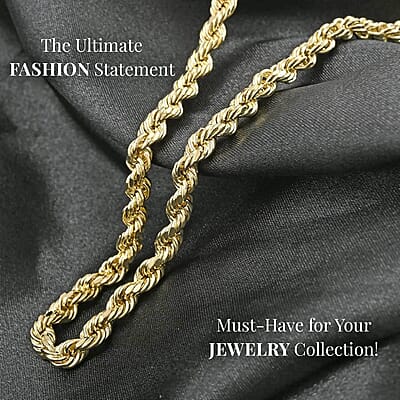 3.9mm Rope Chain Necklace in 14K Yellow Go.ld 7.5 Grams 24 Inches