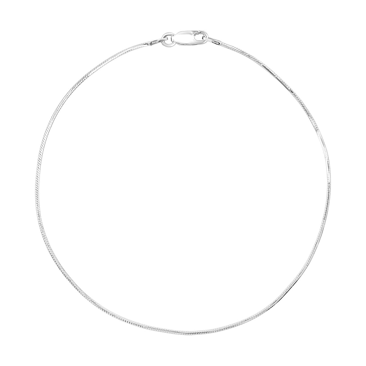 Diamond-cut Snake Chain Anklet in Rhodium Over Sterling Silver (10 In) 2.25 Grams image number 0