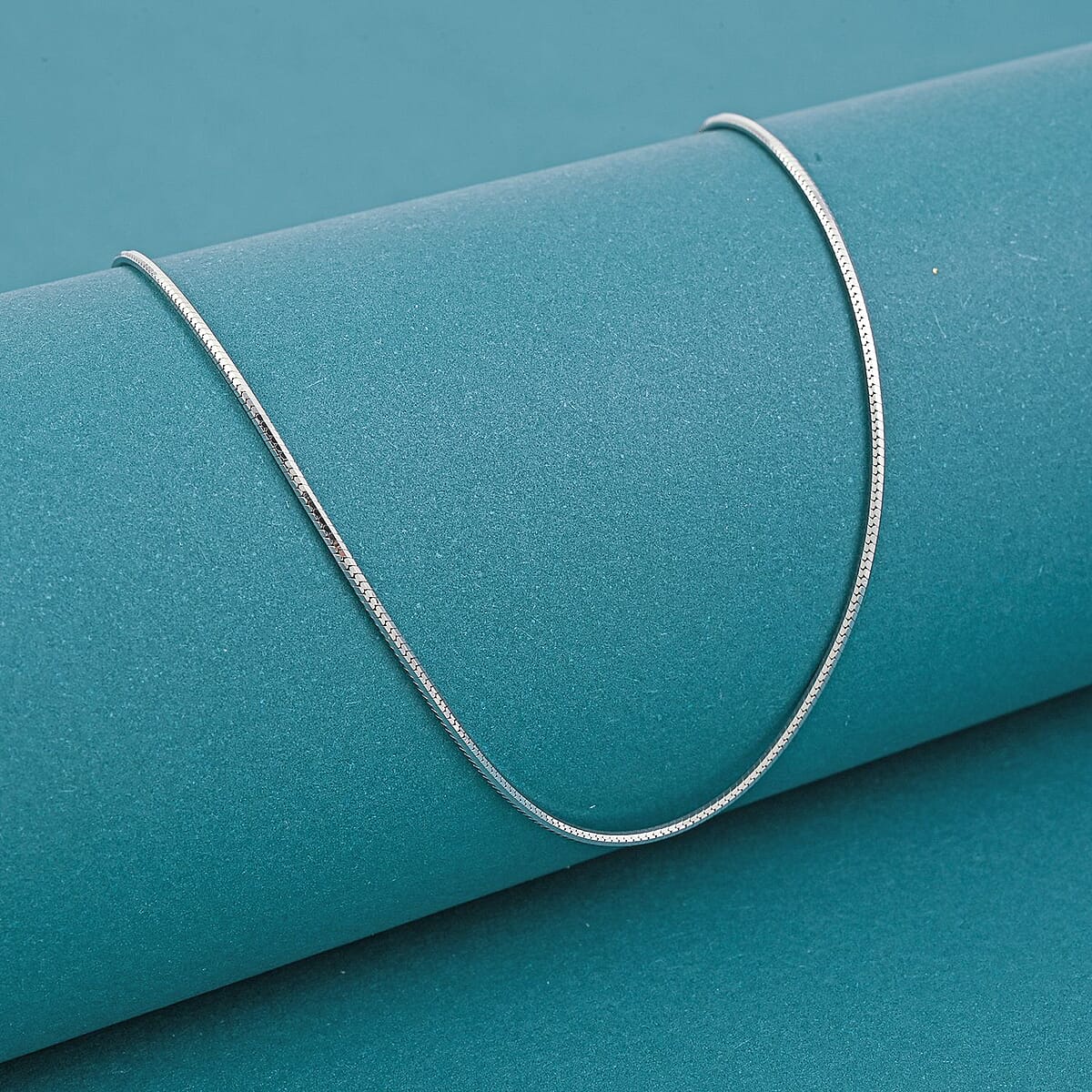 Diamond-cut Snake Necklace in Rhodium Over Sterling Silver 3.75 Grams 18 Inches image number 1