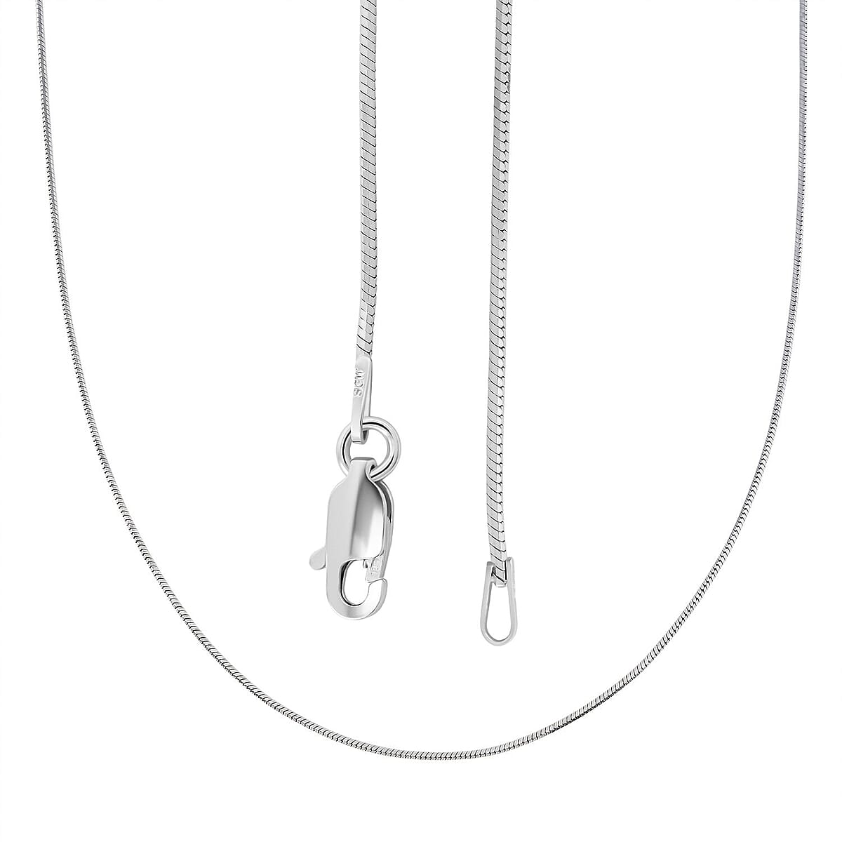 Diamond-cut Snake Necklace in Rhodium Over Sterling Silver 3.75 Grams 18 Inches image number 4