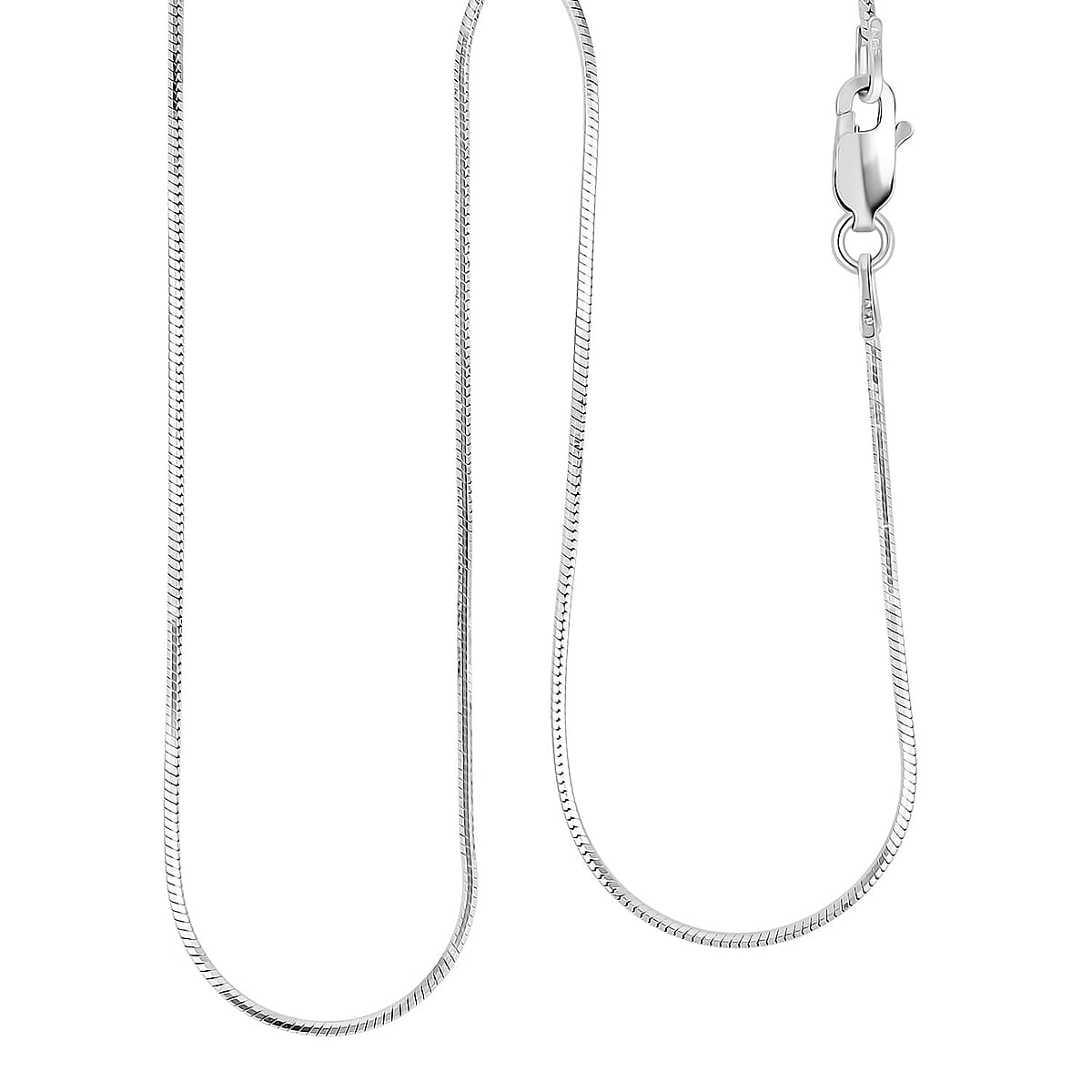 Diamond-cut Snake Necklace in Rhodium Over Sterling Silver 3.80 Grams 20 Inches image number 0