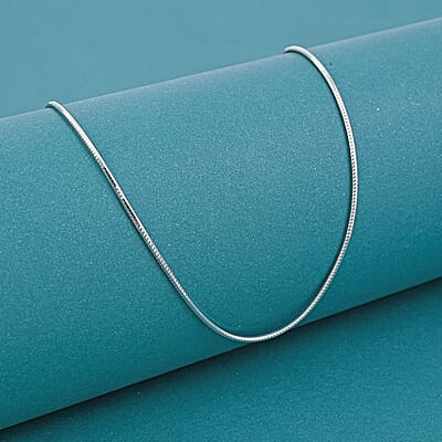 Diamond-cut Snake Necklace in Rhodium Over Sterling Silver 3.80 Grams 20 Inches