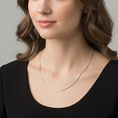 Diamond-cut Snake Necklace in Rhodium Over Sterling Silver 3.80 Grams 20 Inches
