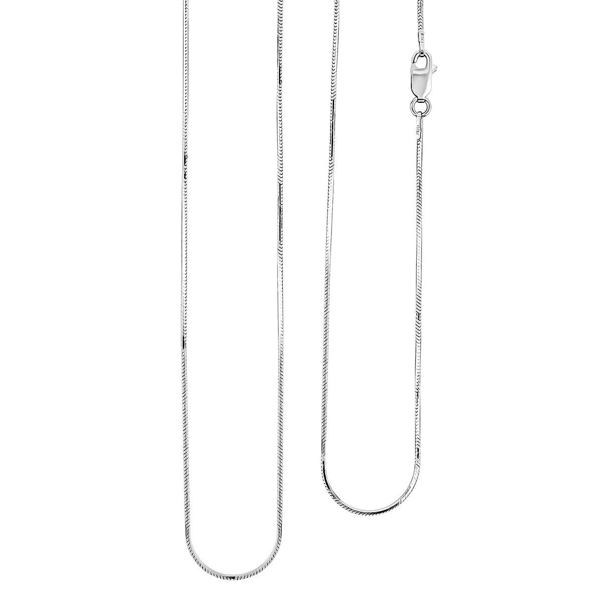 Diamond-cut Snake Chain Necklace in Rhodium Over Sterling Silver 5.7 Grams 30 Inches image number 0