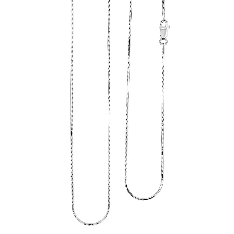 Diamond-cut Snake Chain Necklace in Rhodium Over Sterling Silver 5.7 Grams 30 Inches
