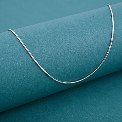 Diamond-cut Snake Chain Necklace in Rhodium Over Sterling Silver 5.7 Grams 30 Inches