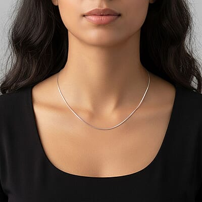Diamond-cut Snake Chain Necklace in Rhodium Over Sterling Silver 5.7 Grams 30 Inches