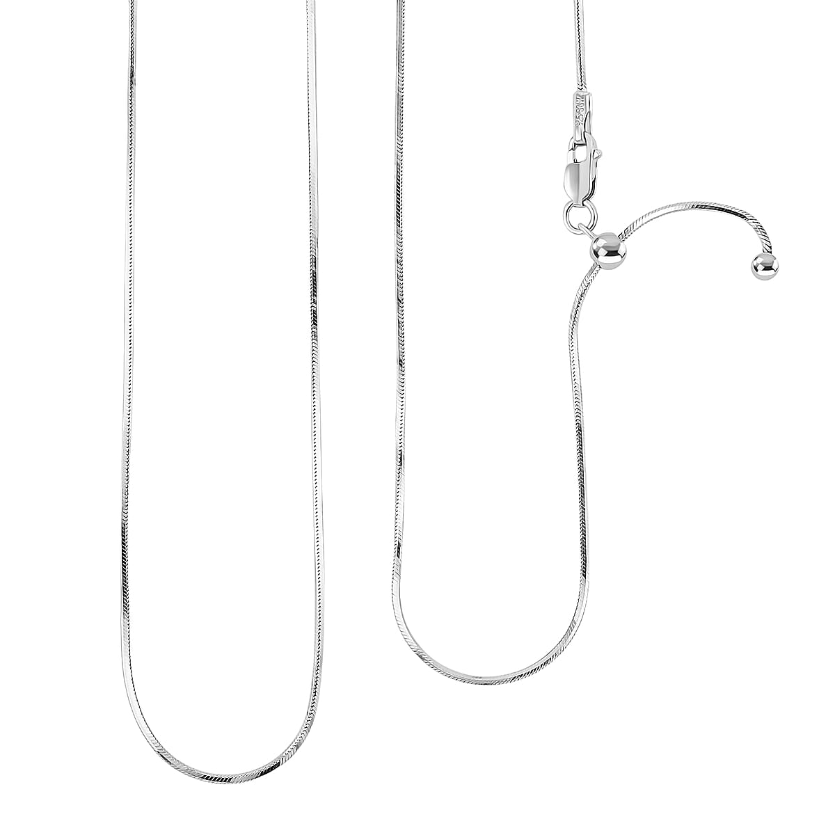 Diamond-cut Snake Chain with Ball Necklace in Rhodium Over Sterling Silver 4.70 Grams 24 Inches image number 0