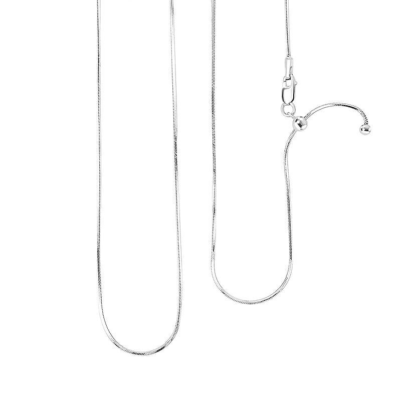 Diamond-cut Snake Chain with Ball Necklace in Rhodium Over Sterling Silver 4.70 Grams 24 Inches