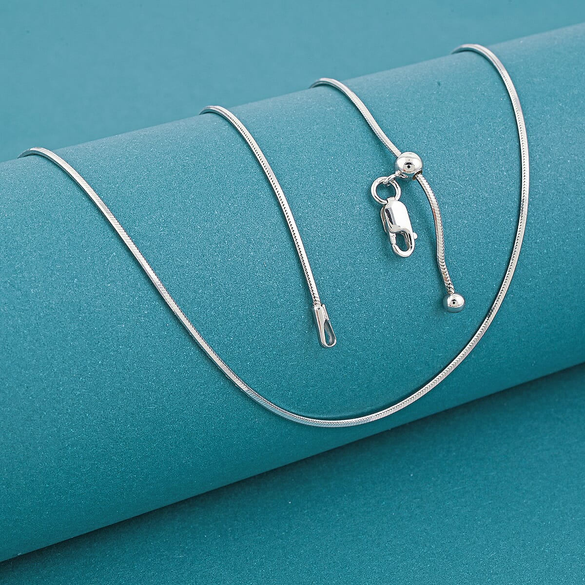 Diamond-cut Snake Chain with Ball Necklace in Rhodium Over Sterling Silver 4.70 Grams 24 Inches image number 1