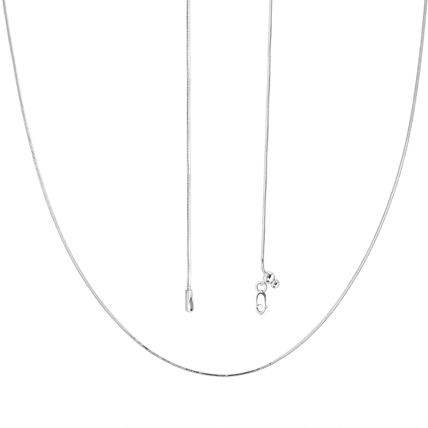 Diamond-cut Snake Chain with Ball Necklace in Rhodium Over Sterling Silver 4.70 Grams 24 Inches