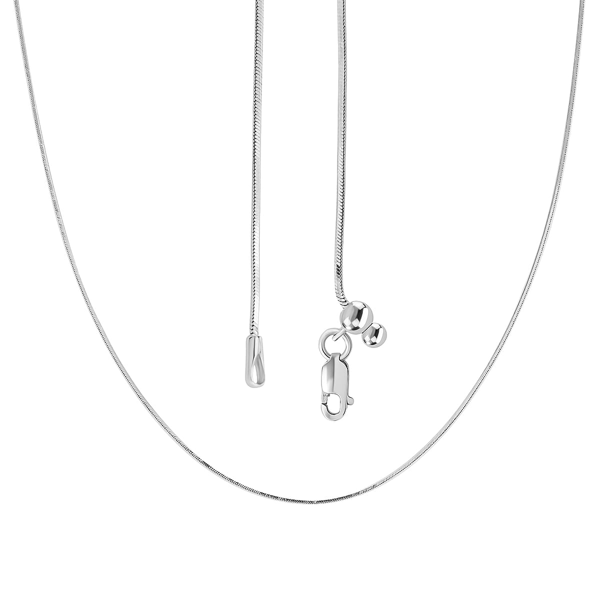 Diamond-cut Snake Chain with Ball Necklace in Rhodium Over Sterling Silver 4.70 Grams 24 Inches image number 4