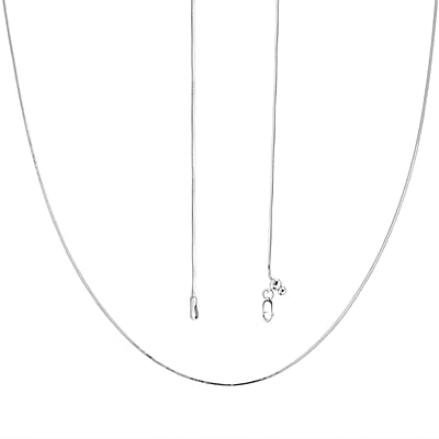 Diamond-cut Snake Chain with Ball Necklace in Rhodium Over Sterling Silver 4.70 Grams 24 Inches