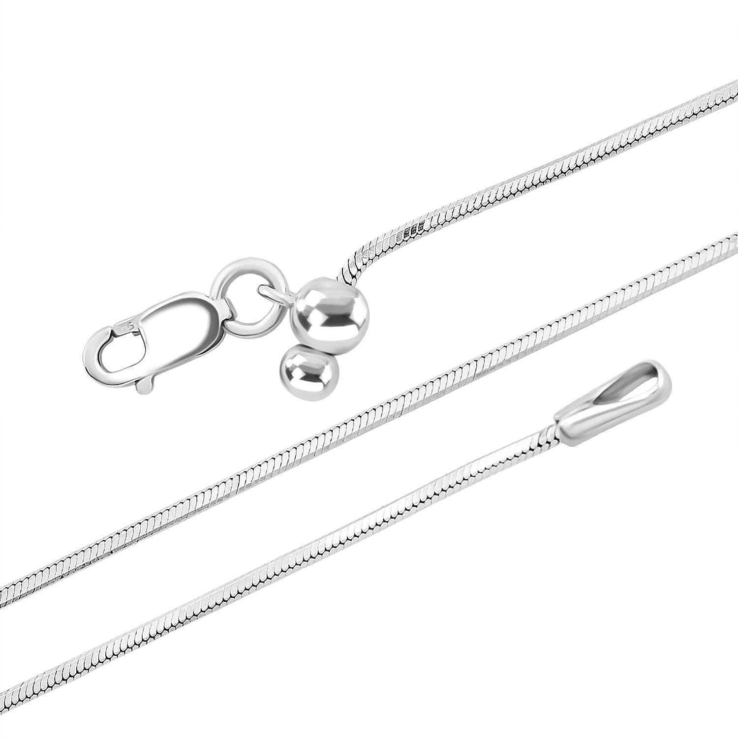 Diamond-cut Snake Chain with Ball Necklace in Rhodium Over Sterling Silver 4.70 Grams 24 Inches