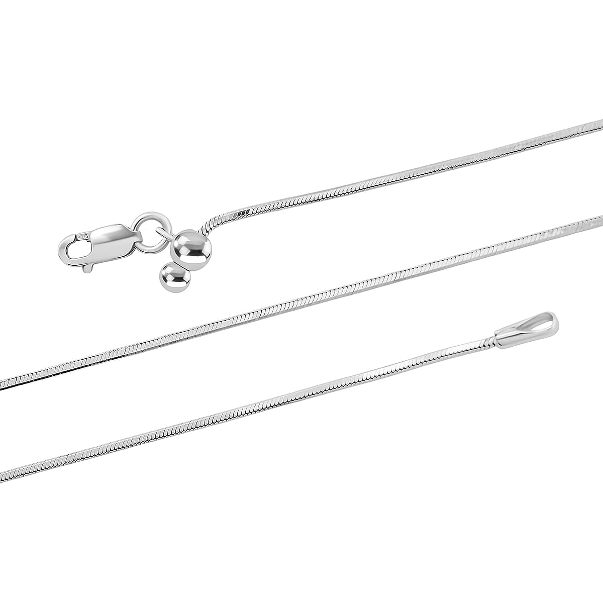 Diamond-cut Snake Chain with Ball Necklace in Rhodium Over Sterling Silver 4.70 Grams 24 Inches image number 5