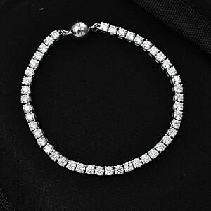 D'Joy Moissanite 8.58 ctw Bracelet in Rhodium Over Sterling Silver (7.50 In)