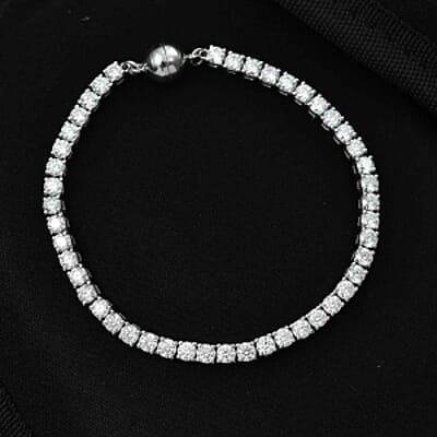 D'Joy Moissanite 8.58 ctw Bracelet in Rhodium Over Sterling Silver (7.50 In)