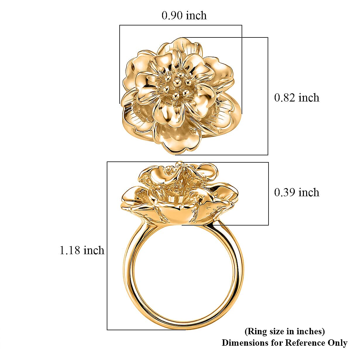 Dynasty Floral Statement Ring In 24K Yellow Gold 2.30 grams (Size 6.0)