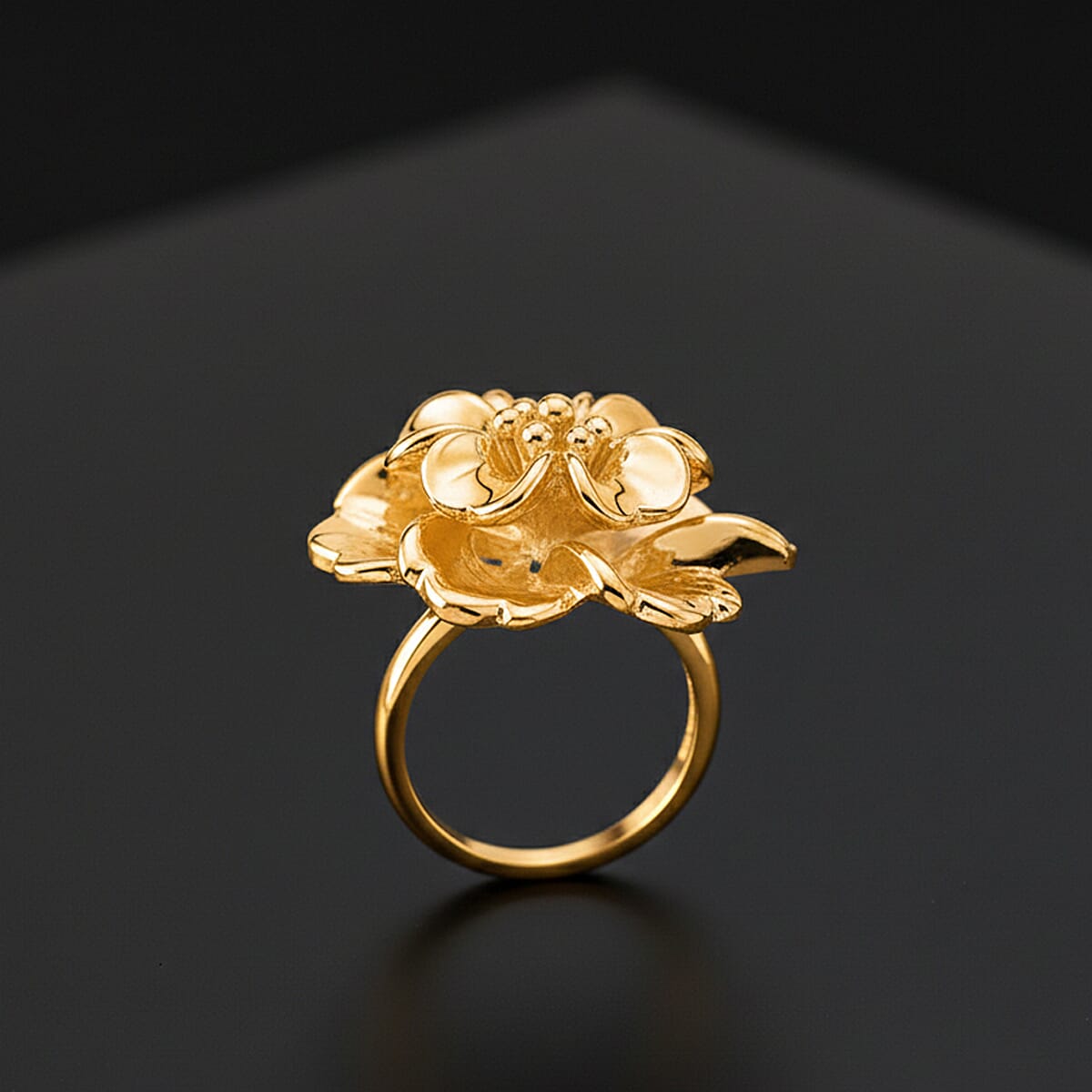 Dynasty Floral Statement Ring In 24K Yellow Gold 2.30 grams (Size 8.0) image number 1
