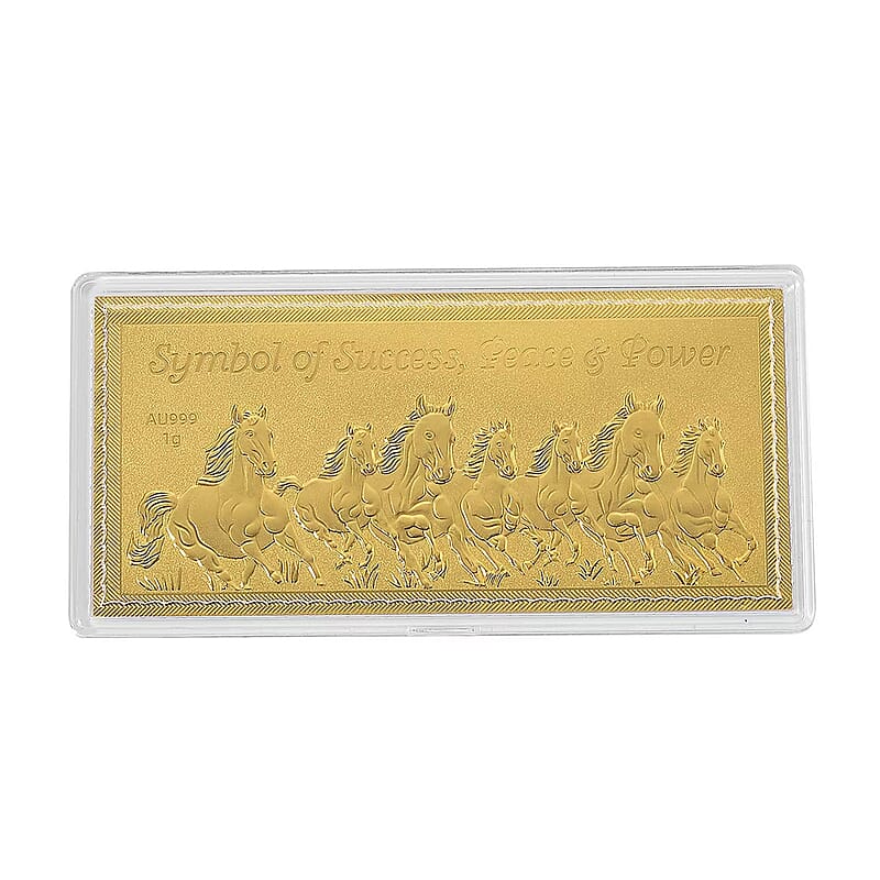 24K Golden Fortune Seven Horses Emboss Sheet 103x49mm (1 g)