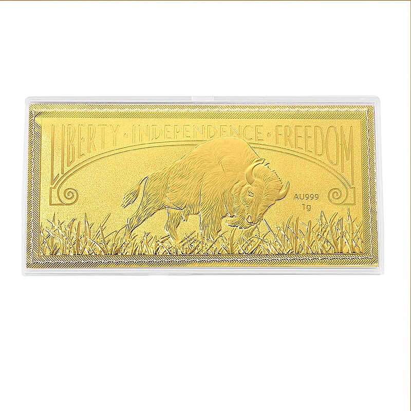 24K Golden Pride of American Buffalo Embossed Sheet (103mmx49mm) 1g