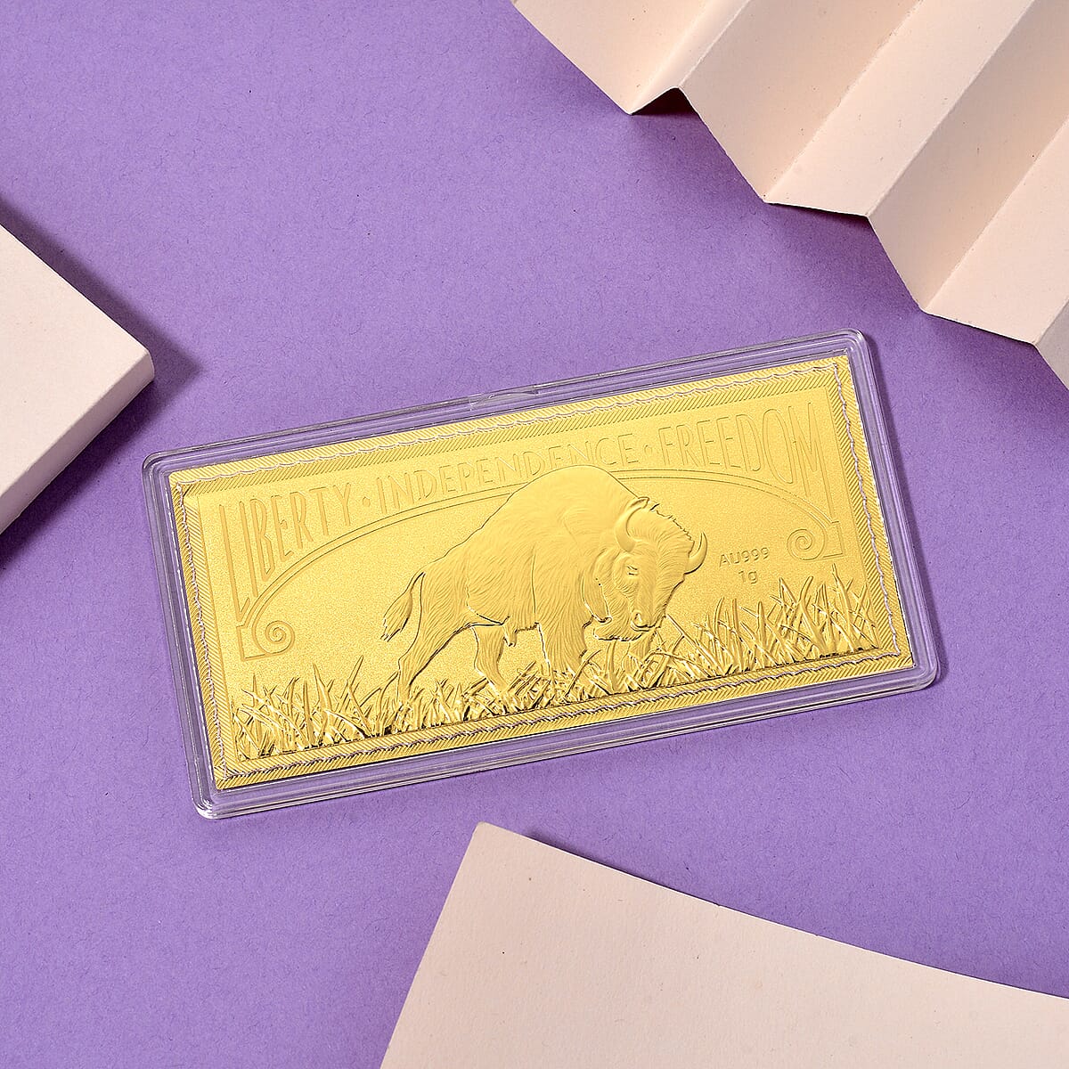 24K Golden Pride of American Buffalo Embossed Sheet (103mmx49mm) 1g image number 1