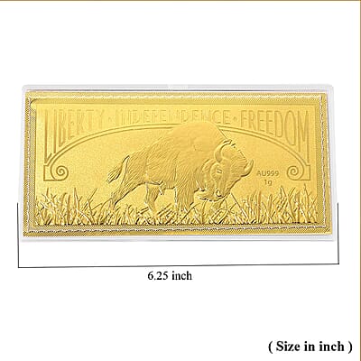 24K Golden Pride of American Buffalo Embossed Sheet (103mmx49mm) 1g