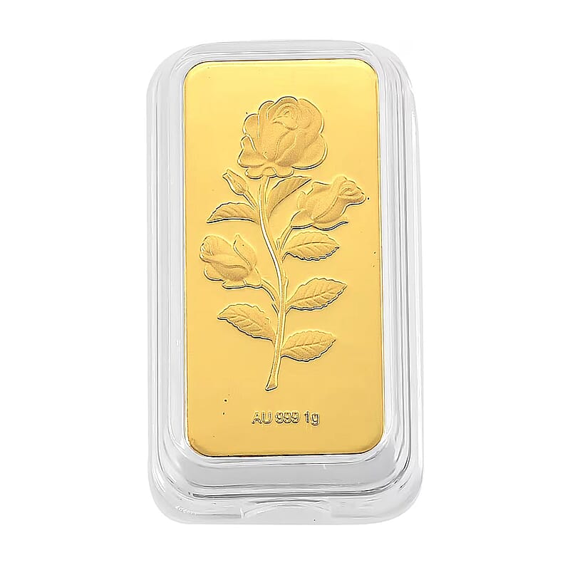 24K Yellow Gold 3D Rose Emboss Sheet 1 Grams