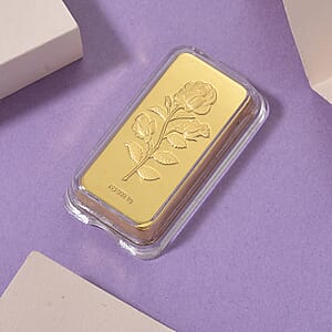 Doorbuster 24K Yellow Gold 3D Brick Rose Emboss Sheet 45.3X25X10mm 1g