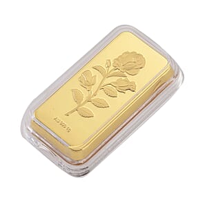 Doorbuster 24K Yellow Gold 3D Brick Rose Emboss Sheet 45.3X25X10mm 1g