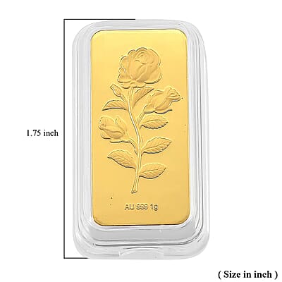 24K Yellow Gold 3D Rose Emboss Sheet 1 Grams