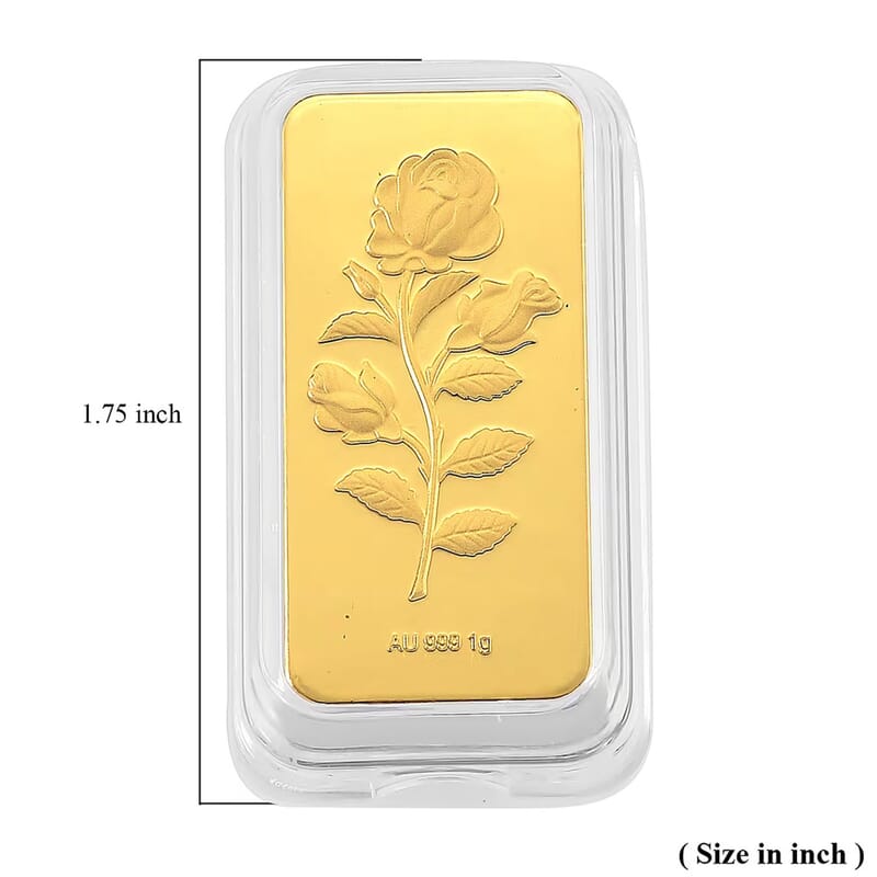 24K Yellow Gold 3D Rose Emboss Sheet 1 Grams