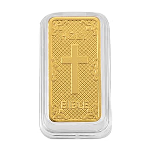 24K Golden 3D Cross Embossed Bar (45.3x25x10mm) (1 g)