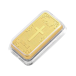 24K Golden 3D Cross Embossed Bar (45.3x25x10mm) (1 g)