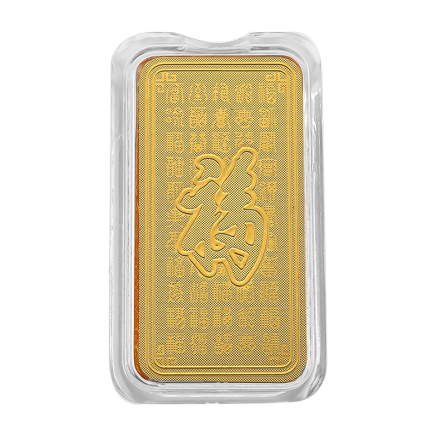 24K Golden Blessings of Faith - 3D Cross Embossed Bar (45.3x25x10mm) (1 g)