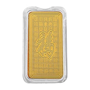 24K Golden 3D Cross Embossed Bar (45.3x25x10mm) (1 g)