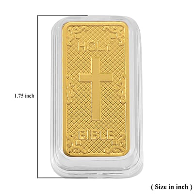 24K Golden Blessings of Faith - 3D Cross Embossed Bar (45.3x25x10mm) (1 g)