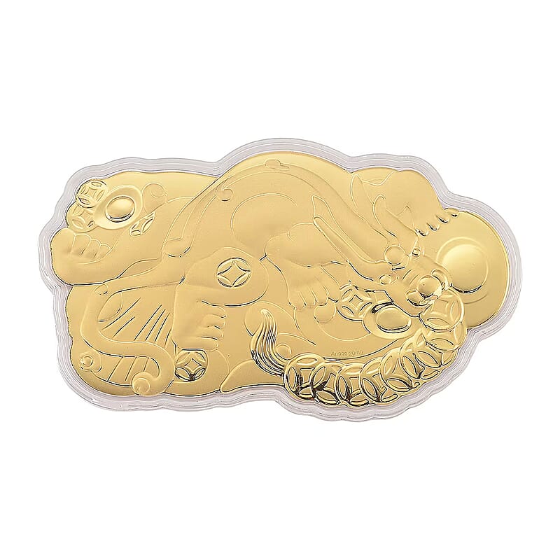 24K Yellow Golden Pixiu Emboss Sheet 20mg