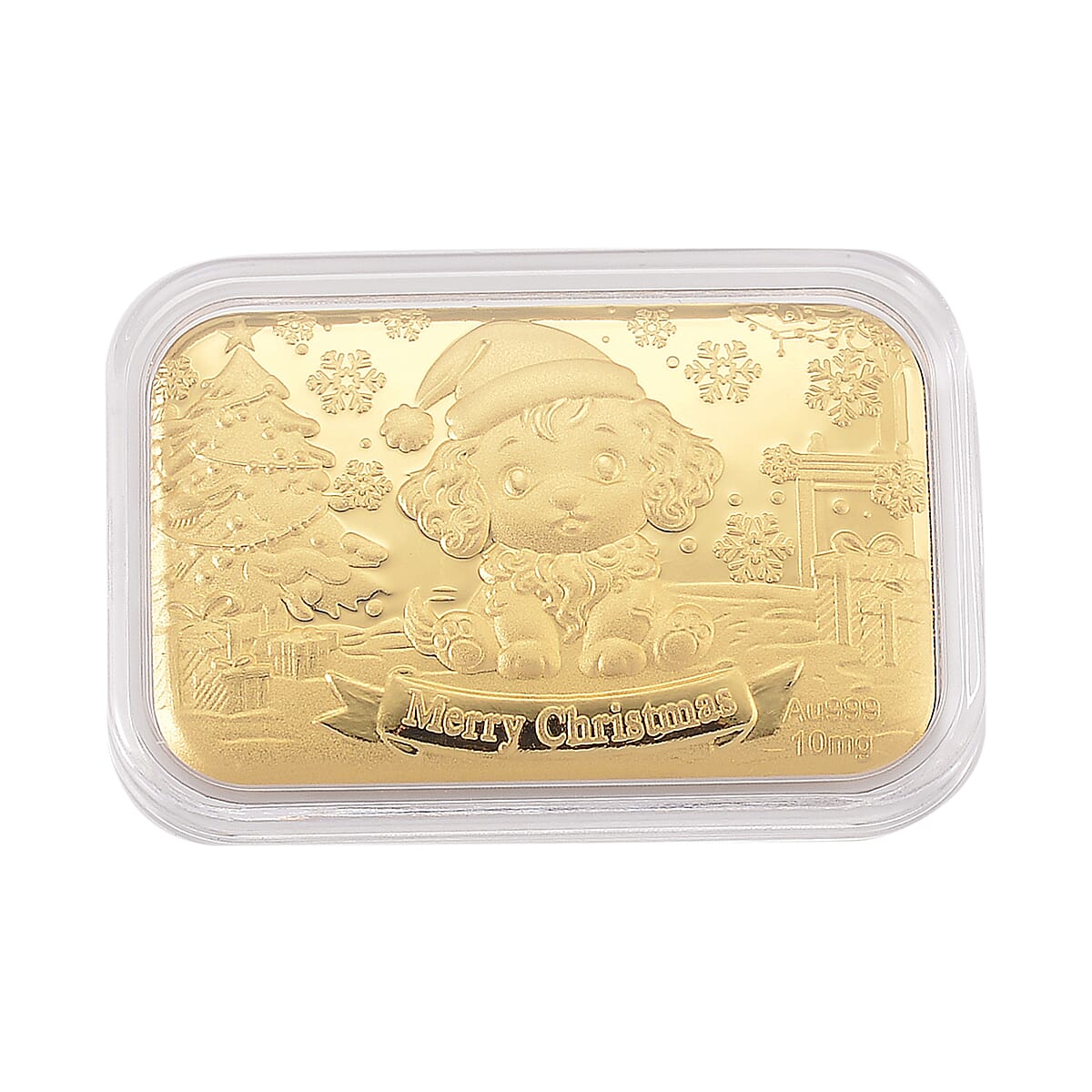 24K Golden Christmas Santa’s Puppy Emboss Sheet (31x45.5mm) 10mg image number 0