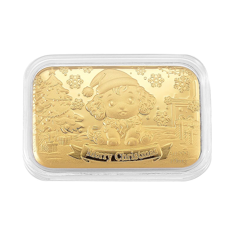 24K Golden Christmas Santa’s Puppy Emboss Sheet (31x45.5mm) 10mg