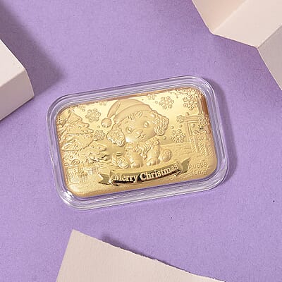 24K Golden Christmas Santa’s Puppy Emboss Sheet (31x45.5mm) 10mg