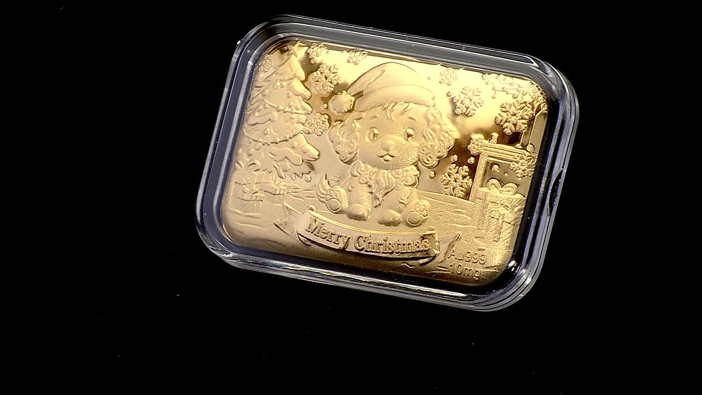 24K Golden Christmas Santa’s Puppy Emboss Sheet (31x45.5mm) 10mg